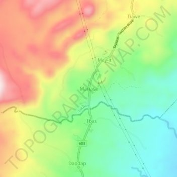 Mapa topográfico Manasa, altitude, relevo