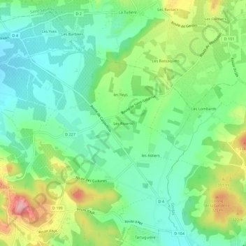 Mapa topográfico Les Riperts, altitude, relevo