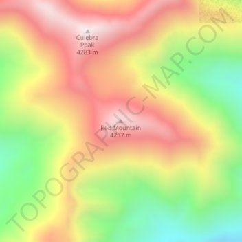 Mapa topográfico Red Mountain, altitude, relevo