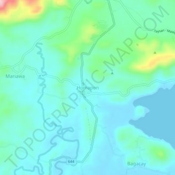 Mapa topográfico Homapon, altitude, relevo