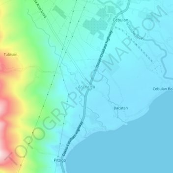 Mapa topográfico Astorga, altitude, relevo