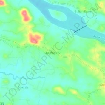 Mapa topográfico Shambhuru, altitude, relevo