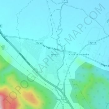Mapa topográfico El Pino, altitude, relevo
