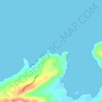 Mapa topográfico Rumbati, altitude, relevo