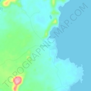 Mapa topográfico Bantulan, altitude, relevo
