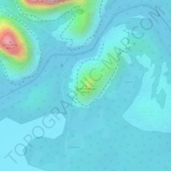 Mapa topográfico Cerro Mavicure, altitude, relevo