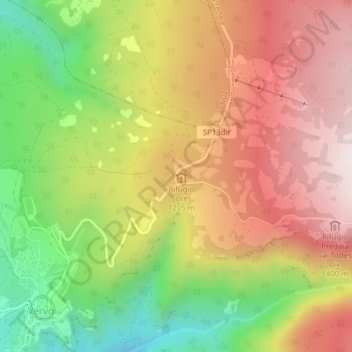 Mapa topográfico Sores, altitude, relevo