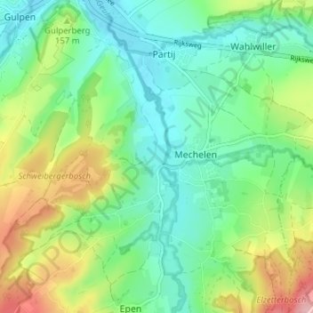 Mapa topográfico Overgeul, altitude, relevo