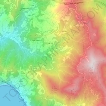 Mapa topográfico Tarì, altitude, relevo