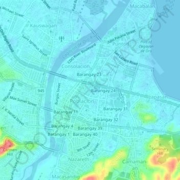 Mapa topográfico Barangay 27, altitude, relevo