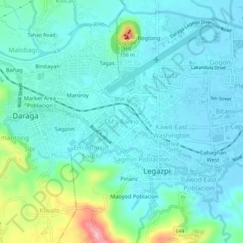 Mapa topográfico EM's Barrio, altitude, relevo