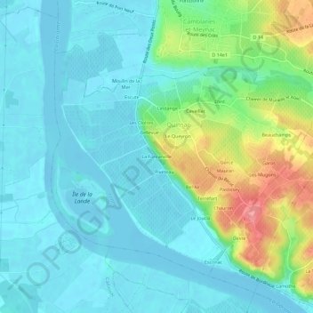 Mapa topográfico La Fontanelle, altitude, relevo