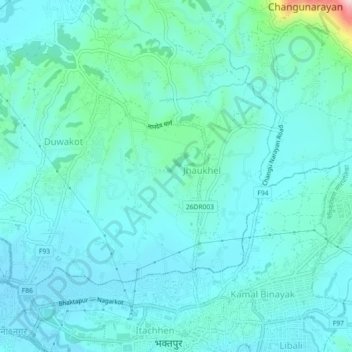Mapa topográfico Lakhaju Tol, altitude, relevo