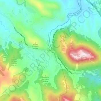 Mapa topográfico Fortino, altitude, relevo