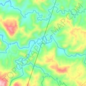 Mapa topográfico Labangon, altitude, relevo