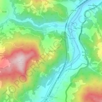 Mapa topográfico Ossella, altitude, relevo