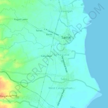 Mapa topográfico Bubuyog, altitude, relevo
