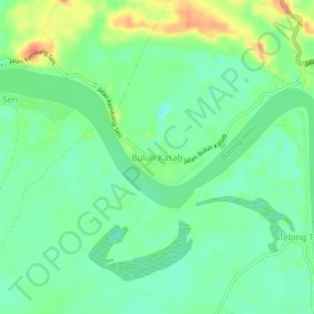 Mapa topográfico Buluh Kasab, altitude, relevo