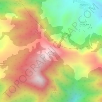 Mapa topográfico Gunung Sewu, altitude, relevo
