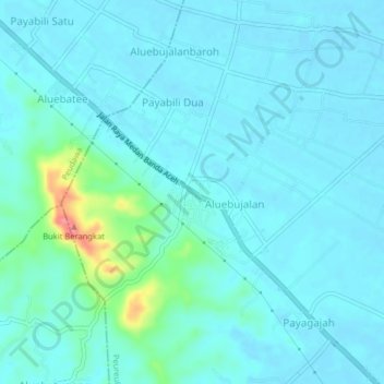 Mapa topográfico Aluebutuha, altitude, relevo