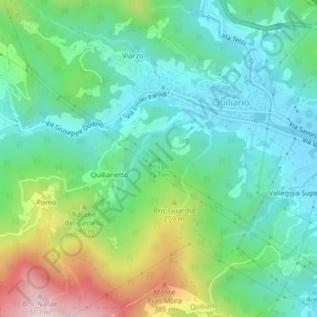 Mapa topográfico Bricco, altitude, relevo