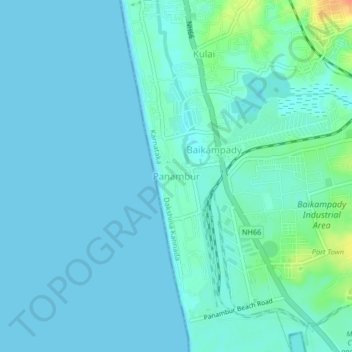 Mapa topográfico Panambur, altitude, relevo