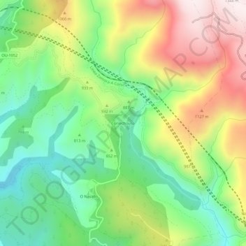 Mapa topográfico Correchouso, altitude, relevo