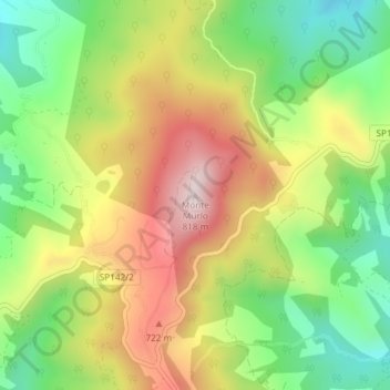 Mapa topográfico Monte Murlo, altitude, relevo