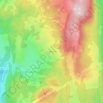 Mapa topográfico Les Bergonnes, altitude, relevo