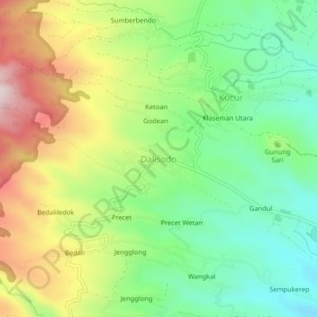 Mapa topográfico Dalisodo, altitude, relevo