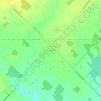Mapa topográfico Melbourne, altitude, relevo