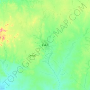 Mapa topográfico Kidal, altitude, relevo