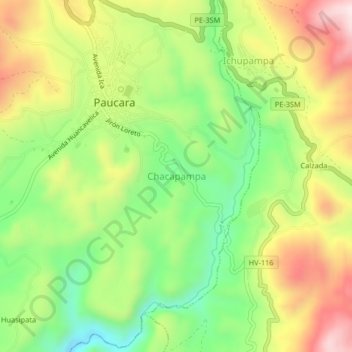 Mapa topográfico Chacapampa, altitude, relevo