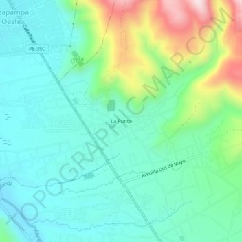 Mapa topográfico La Punta, altitude, relevo