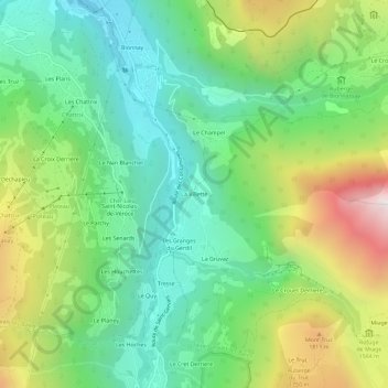 Mapa topográfico La Villette, altitude, relevo