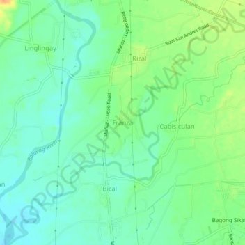 Mapa topográfico Franza, altitude, relevo
