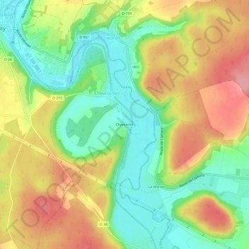 Mapa topográfico Chantenot, altitude, relevo