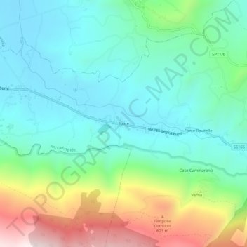 Mapa topográfico Fonte, altitude, relevo