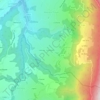 Mapa topográfico Le Campet, altitude, relevo