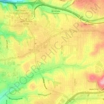 Mapa topográfico Rolando, altitude, relevo