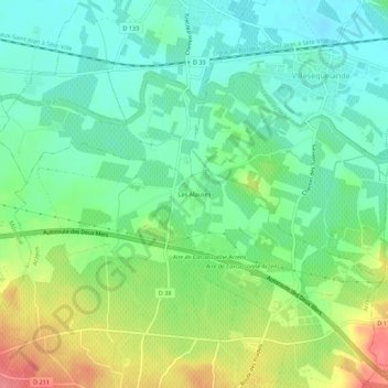 Mapa topográfico Les Alauses, altitude, relevo