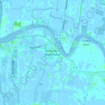 Mapa topográfico Geversdorf, Niederelbe, altitude, relevo