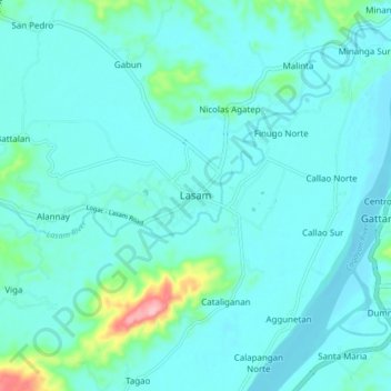 Mapa topográfico Lasam, altitude, relevo
