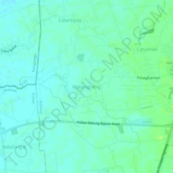Mapa topográfico Matangtubig, altitude, relevo
