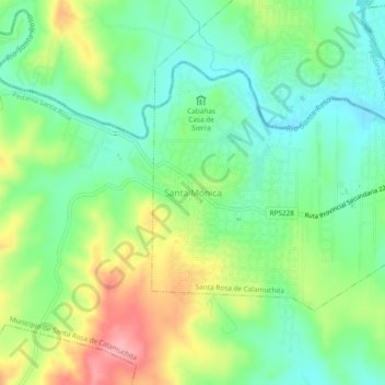 Mapa topográfico Santa Mónica, altitude, relevo
