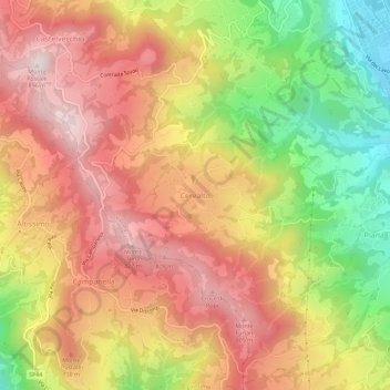 Mapa topográfico Cerealto, altitude, relevo