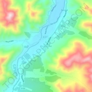 Mapa topográfico Huatulame, altitude, relevo
