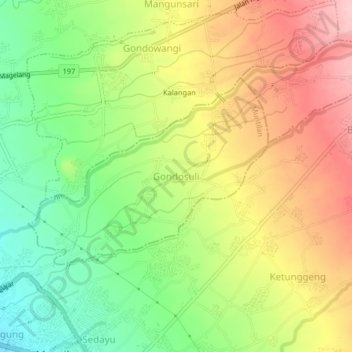 Mapa topográfico Gondosuli, altitude, relevo
