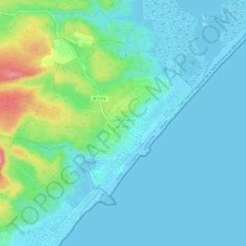 Mapa topográfico Saint-Pierre-la-Mer, altitude, relevo