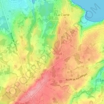 Mapa topográfico Kerlessanouet, altitude, relevo